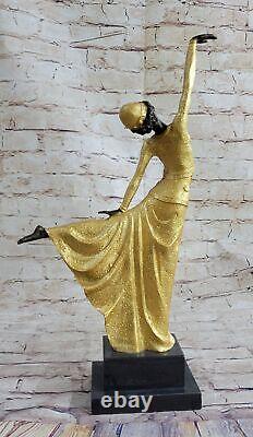 Art Deco / New Style Bronze Marble Signed D H Chiparus Figurine