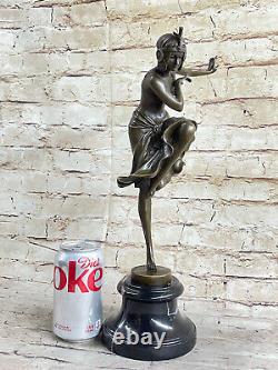 Art Deco / New Style Bronze Marble Signed Sculpture by D H Chiparus Figurine