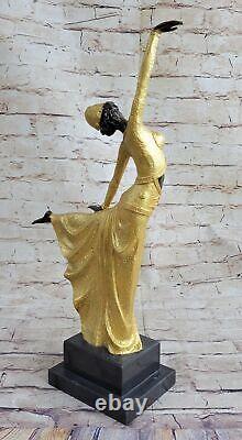 Art Deco / Nouveau Style Bronze Marble Sculpture Signed D H Chiparus Figure