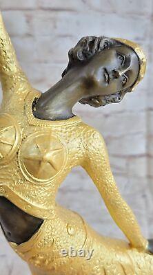 Art Deco / Nouveau Style Bronze Marble Sculpture Signed D H Chiparus Figure