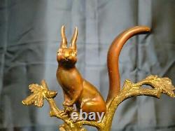 Art Deco, Rischmann, Bronze With Squirrel Decor On Marble Base, Signed