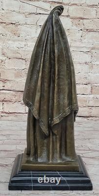Art Deco Sexy Girl Belly Dancer Signed Bronze Sculpture Cast Marble Base