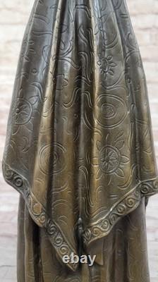 Art Deco Sexy Girl Belly Dancer Signed Bronze Sculpture Cast Marble Base
