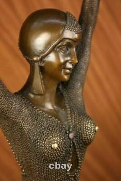 Art Deco Signed Chiparus Dancer Bronze Marble Sculpture Base Statue Figure Art