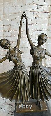 Art Deco Signed Chiparus Dancer Bronze Sculpture Marble Statue Figurine