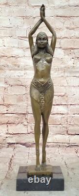 Art Deco Signed Dancer Bronze Sculpture Marble Statue Figurine Sale