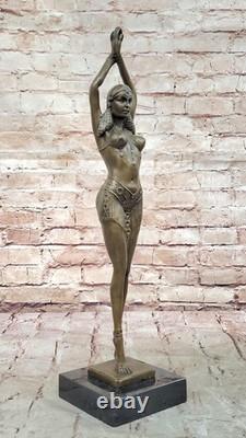 Art Deco Signed Dancer Bronze Sculpture Marble Statue Figurine Sale