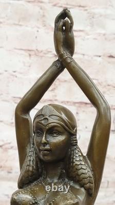 Art Deco Signed Dancer Bronze Sculpture Marble Statue Figurine Sale