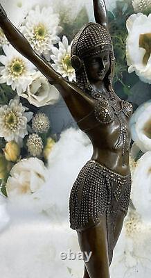 Art Deco Signed Dancer Dancer Bronze Sculpture Marble Statue Figure Figurine