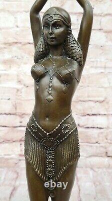 Art Deco Signed Dancer Dancer Bronze Sculpture Marble Statue Figurine