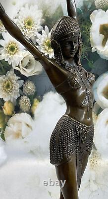 Art Deco Signed Dancer Dancer Bronze Sculpture Marble Statue Figurine Opener