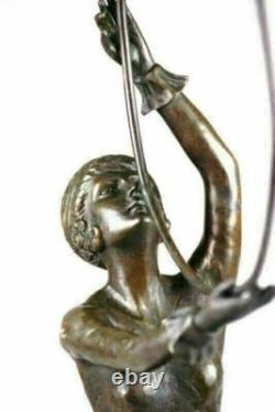 Art Deco Vintage Signed Preiss Marble Bronze Semi-Nude Woman Chair Sculpture Figurine