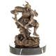 Art Deco Bronze Samurai Sculpture On A Black Marble Base, Signed