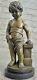 Art Decor Bronze Chair Male Young Boy Sculpture Signed Nouveu Marble Figurine