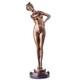 Art Nouveau Bronze Female Sculpture On A Black Marble Base After Nick