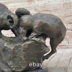 Art Sculpture Zodiac Sign Aries Ram Walks Through April Bronze Marble