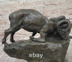 Art Sculpture Zodiac Sign Aries Ram Walks Through April Bronze Marble