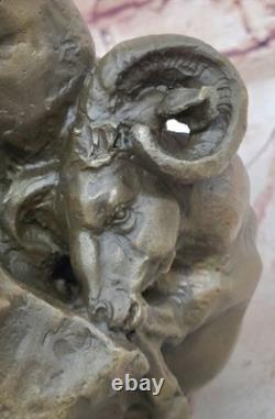 Art Sculpture Zodiac Sign Aries Ram Walks Through April Bronze Marble