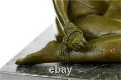 Artisanal Bronze Sculpture Balance Marble Base On Sex Art Nu Erotic Signed