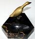 Ashtray Marble And Goose In Bronze Art Nouveau Signed A. Marionnet