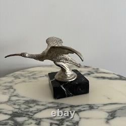 Automobile mascot signed Jactel bird in bronze on marble base M3295