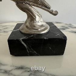 Automobile mascot signed Jactel bird in bronze on marble base M3295