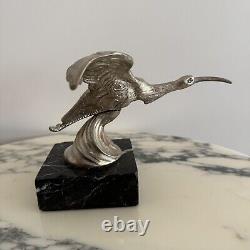 Automobile mascot signed Jactel bird in bronze on marble base M3295