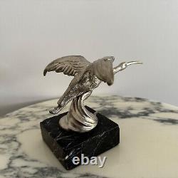 Automobile mascot signed Jactel bird in bronze on marble base M3295