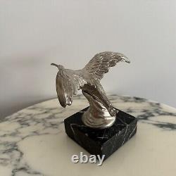 Automobile mascot signed Jactel bird in bronze on marble base M3295