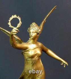 B 1910 Beautiful Sculpture Bronze Gilded P. Ducuing Fame 42c3.3kg Barbedienne
