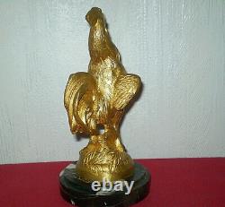 BRONZE SIGN MAURICE FRECOURT singing rooster on marble base
