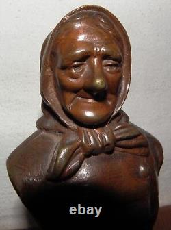 'BRONZE signed WAAGEN, Old Fisherman Couple, 19th Century, Marble Base, Paperweight'