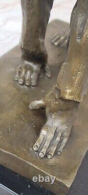 Baboon Sculpture Statue Figurine Bronze Metal Signed On Marble Base By