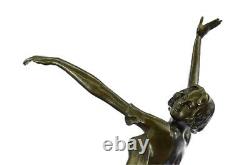 Beautiful Golden Bronze Sculpture On Marble Base Signed Prof Height Chiparus 61cm