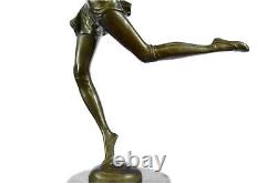 Beautiful Golden Bronze Sculpture On Marble Base Signed Prof Height Chiparus 61cm