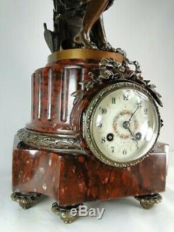 Beautiful Marble Clock 1900 Bronze Sculpture Woman Cinderella Signed Ferville-suan