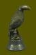 Beautiful Signed Bird Original Pure Bronze Statue On Marble Sculpture Decor