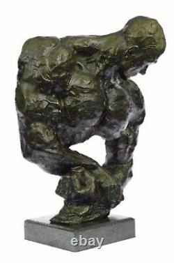 Bronze Abstract Muscular Modern Gift Chair Man Marble Sculpture Signed Art
