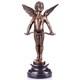 Bronze Angel Sculpture Vici On A Black Marble Base After Auguste Moreau