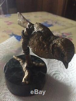 Bronze Animal Ancient XIX Signed On Marble Base To. The Board