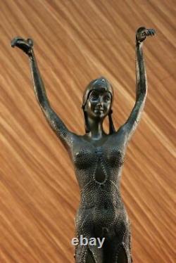 Bronze Art Artisanal Figurative Dancer Marble Sculpture Signed Chiparus Gift