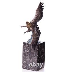 Bronze Art Deco Eagle Statue on Black Marble after Milo