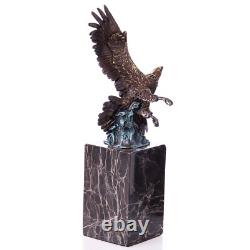 Bronze Art Deco Eagle Statue on Black Marble after Milo