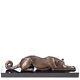 Bronze Art Deco Lying Greyhound Figurine On A Black Marble Signed