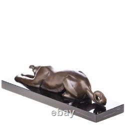 Bronze Art Deco Lying Greyhound Figurine on a Black Marble Signed