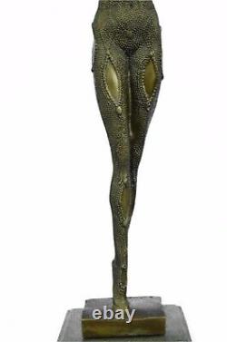 Bronze Art Deco Sea Dancer Woman Figurative Marble Sculpture Signed Chiparus