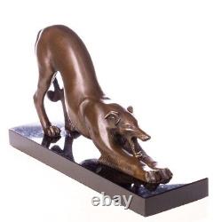 Bronze Art Deco Style Greyhound Sculpture on Black Marble