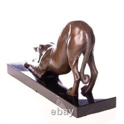 Bronze Art Deco Style Greyhound Sculpture on Black Marble