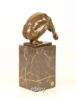 Bronze Art Deco Swimmer Sculpture on Black Marble after Milo