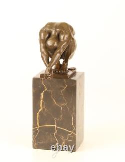 Bronze Art Deco Swimmer Sculpture on Black Marble after Milo